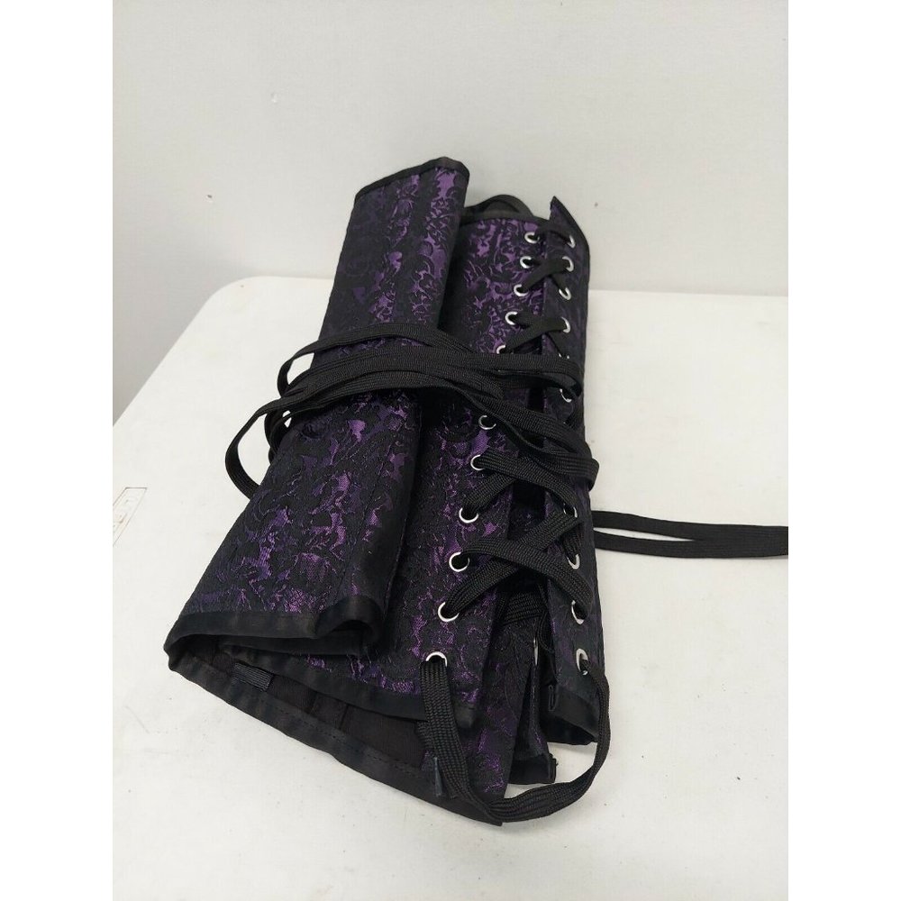 Corset Story Purple Brocade Satin Overbust, Spiral Steel Boned Corset, Waist 36" - Picture 12 of 12